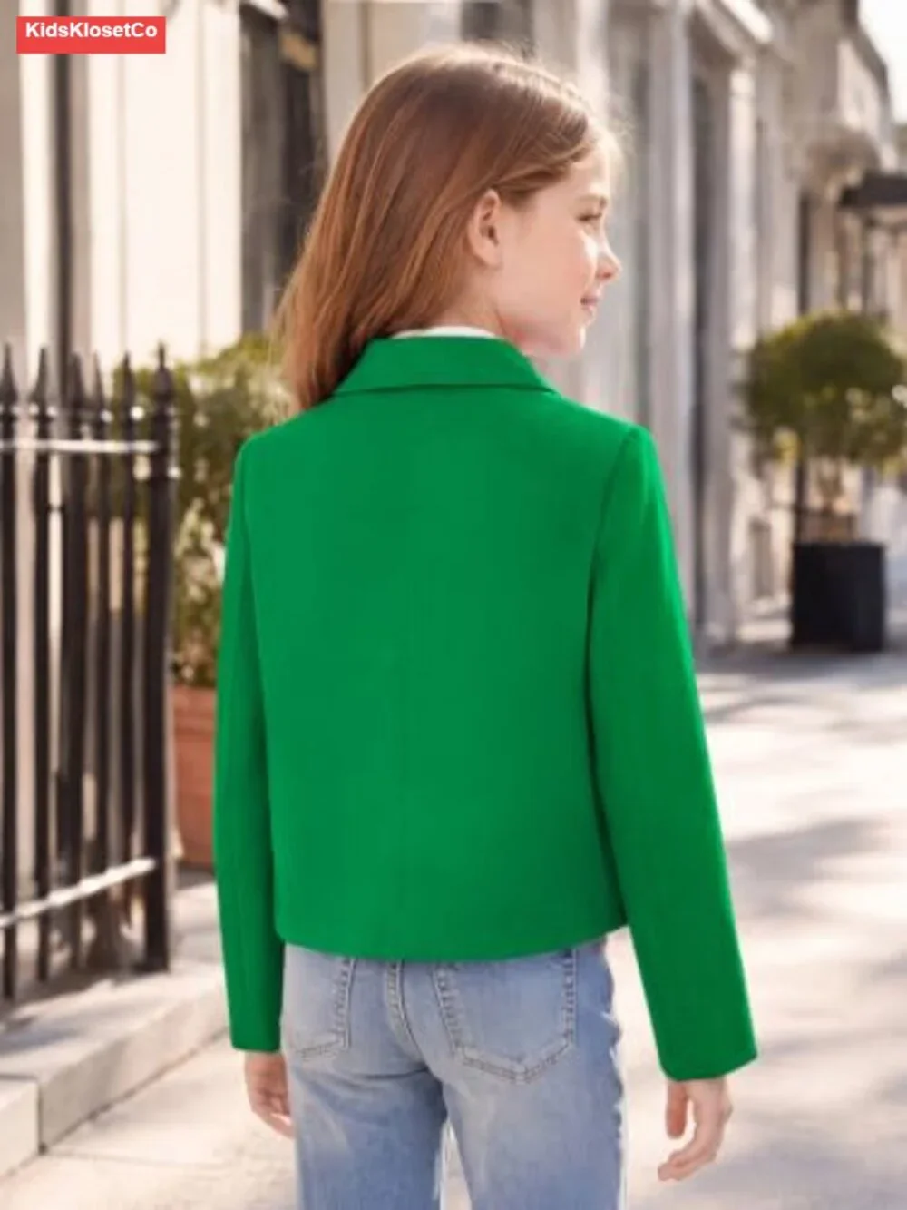Girls Cropped Blazer Jacket Kids Single Button Lapel Suit Formal
